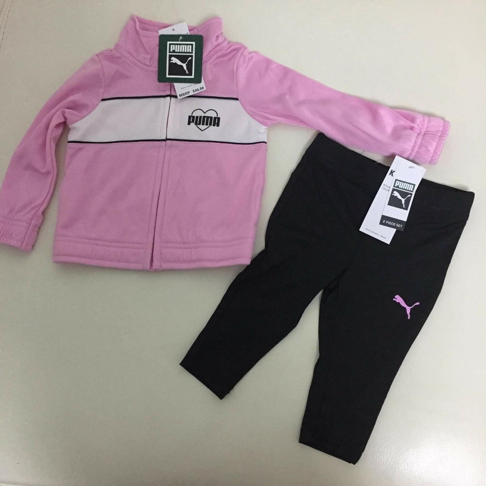 Puma pink baby girl active pants set 0013 - Picture 2 of 8